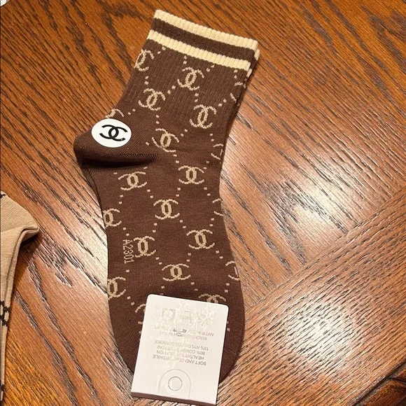 NWT Designer Women's Socks Set - Light Blue, Beige, Brown - Picture 2 of 4